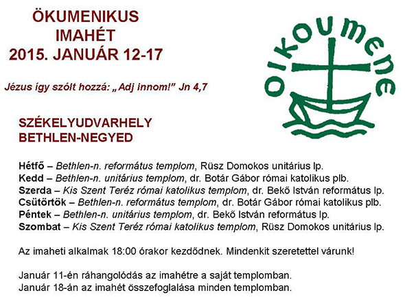 &Ouml;kumenikus imah&eacute;t 2015